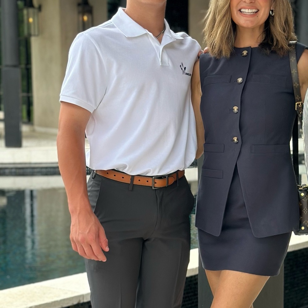 Moncler Ivory Polo with Black Logo